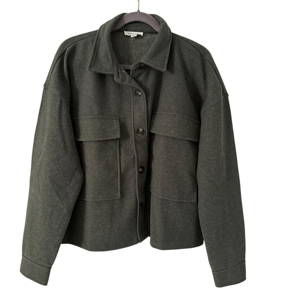 Beachlunchlounge Green Polyester Boxy Oversized Button Up Shacket Size L